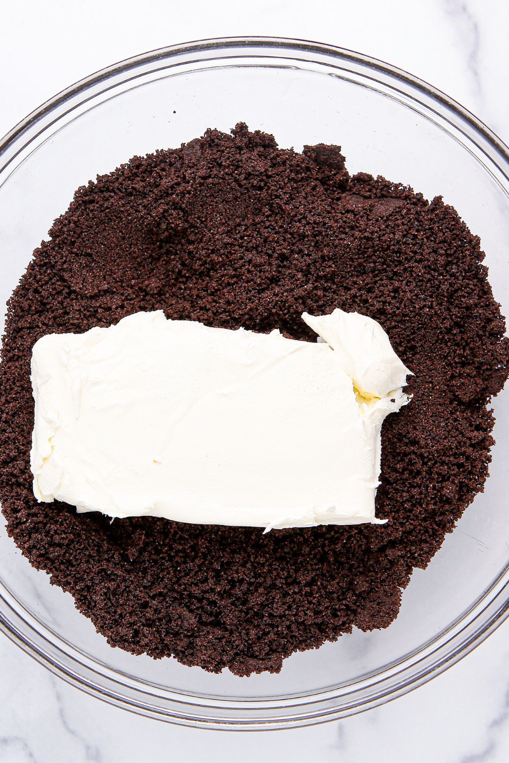 cream cheese and crushed oreo in bowl