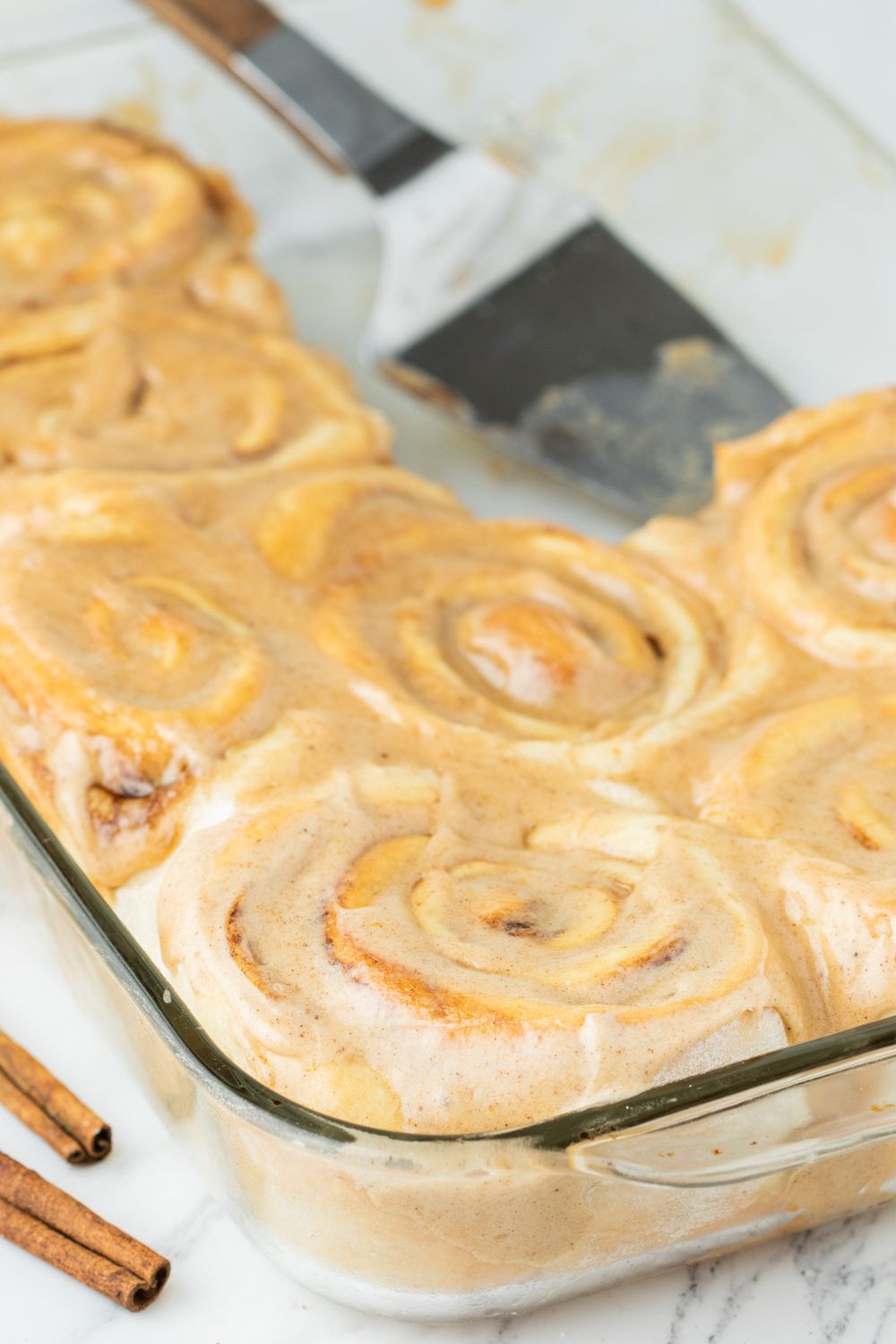 cinnamon roll in a pan
