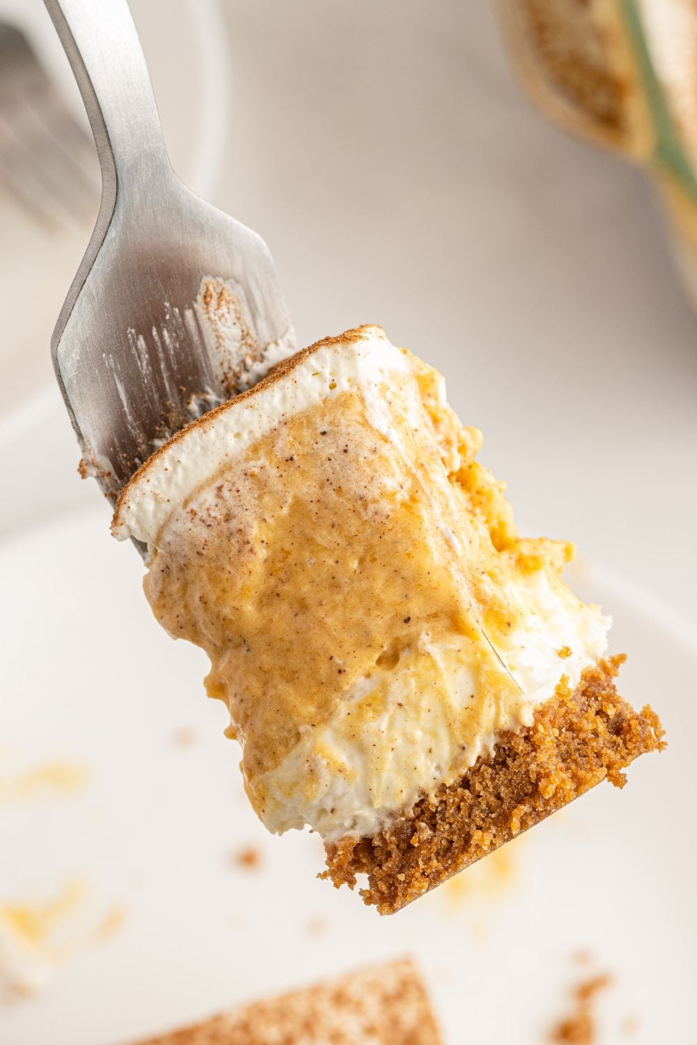 bite of pumpkin delight on fork