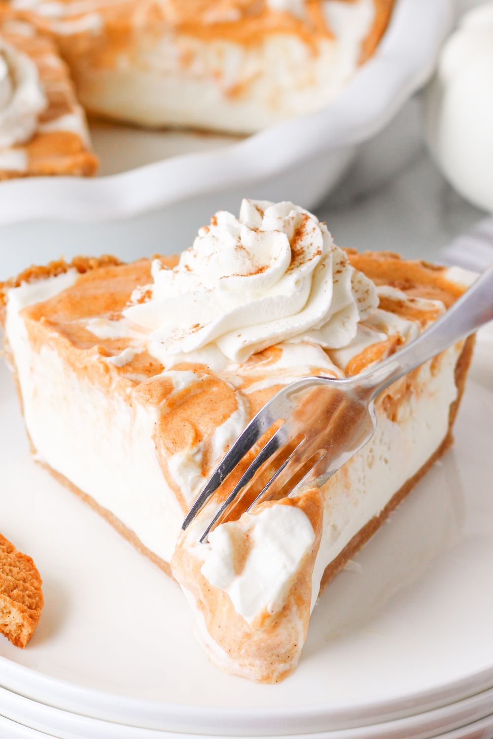 fork slicing into a piece of pie