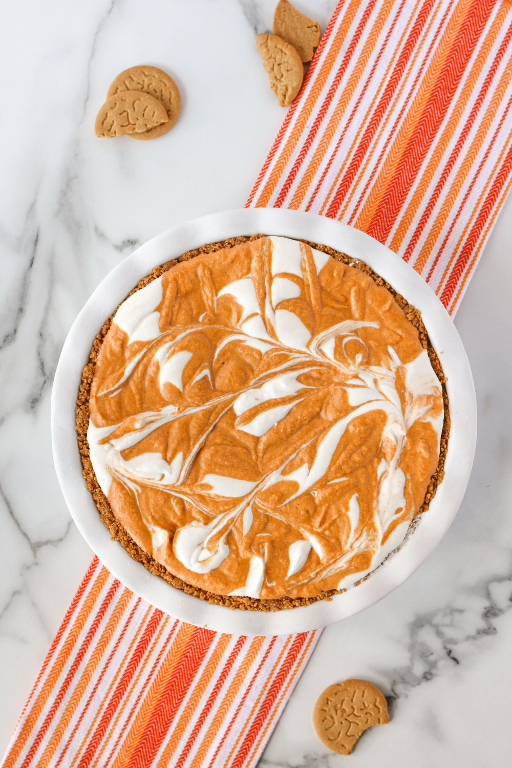 swirled pumpkin ice cream pie