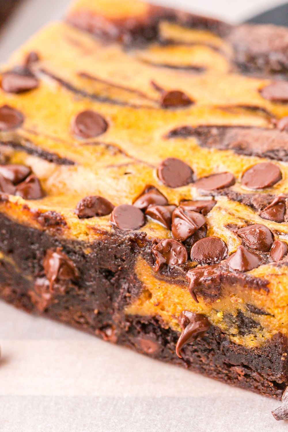 pumpkin swirl brownie on table