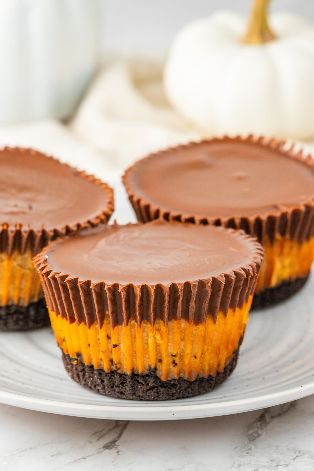 reese cup cheesecakes on plate