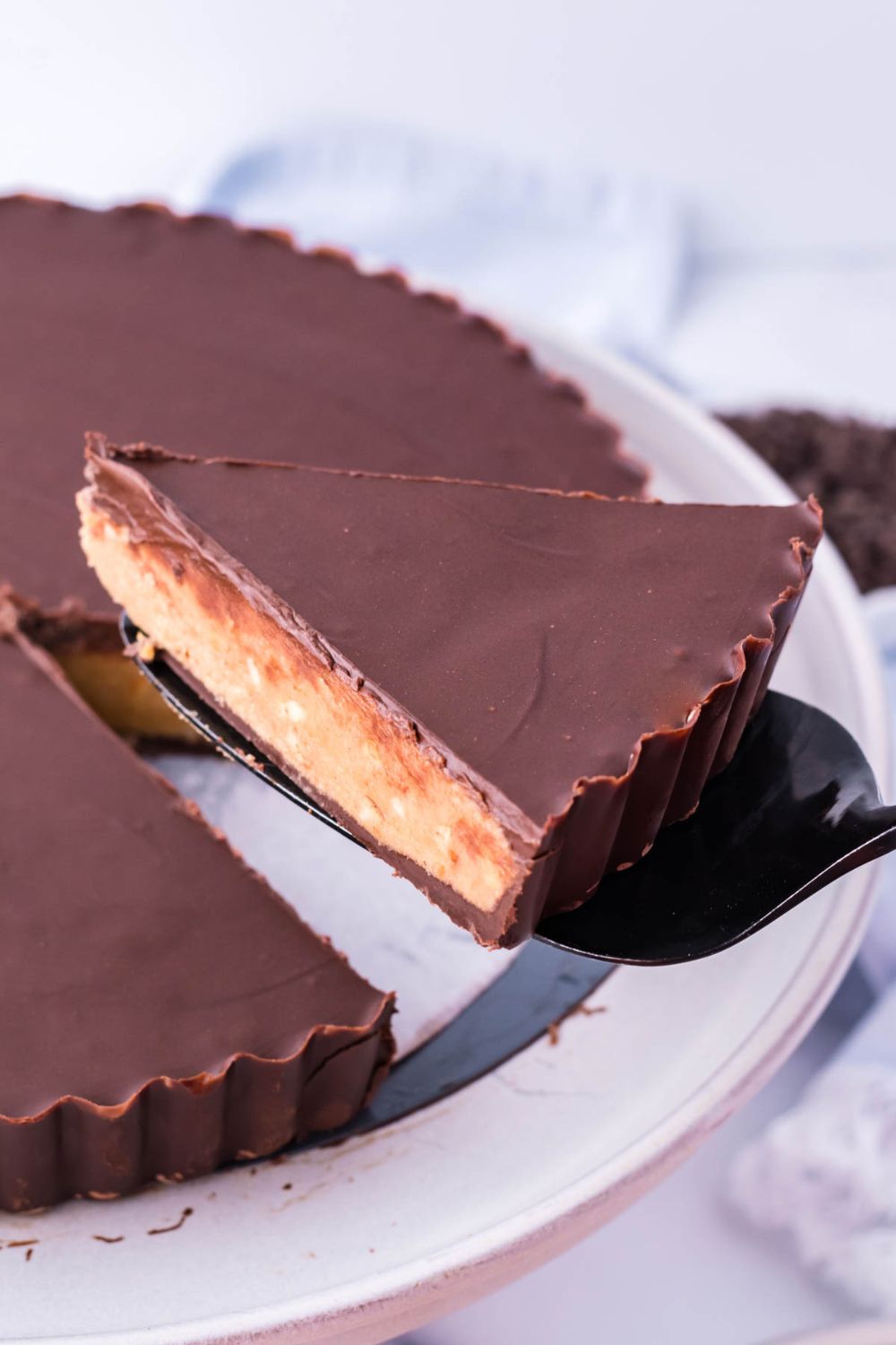 slice of Reese's pie on spatula