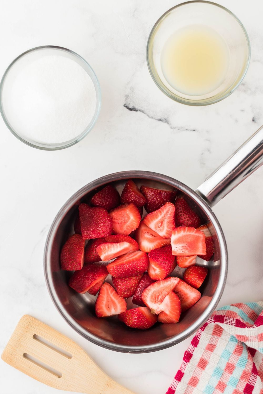 strawberry mixture in pan