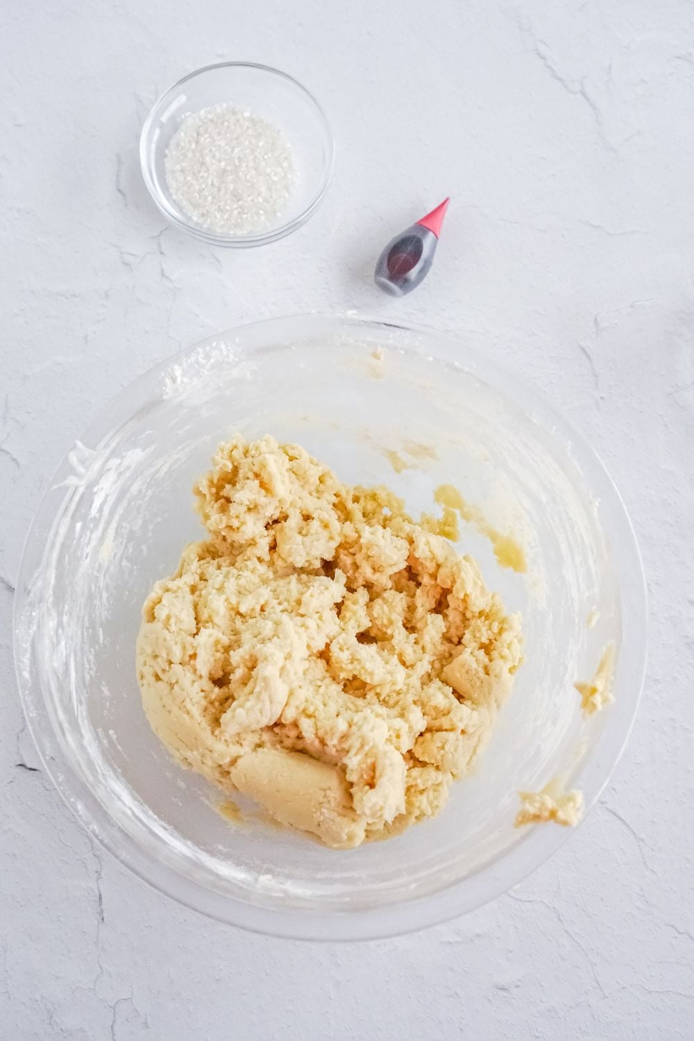 mixed cookie dough in a bowl