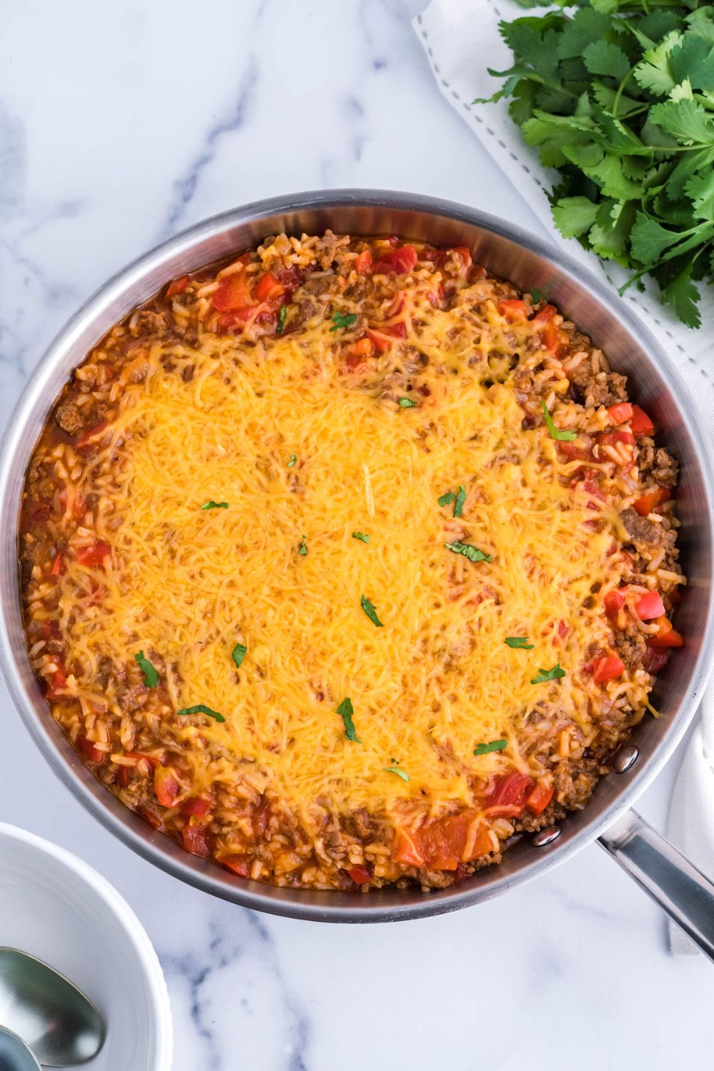 unstuffed pepper casserole in pan on the table