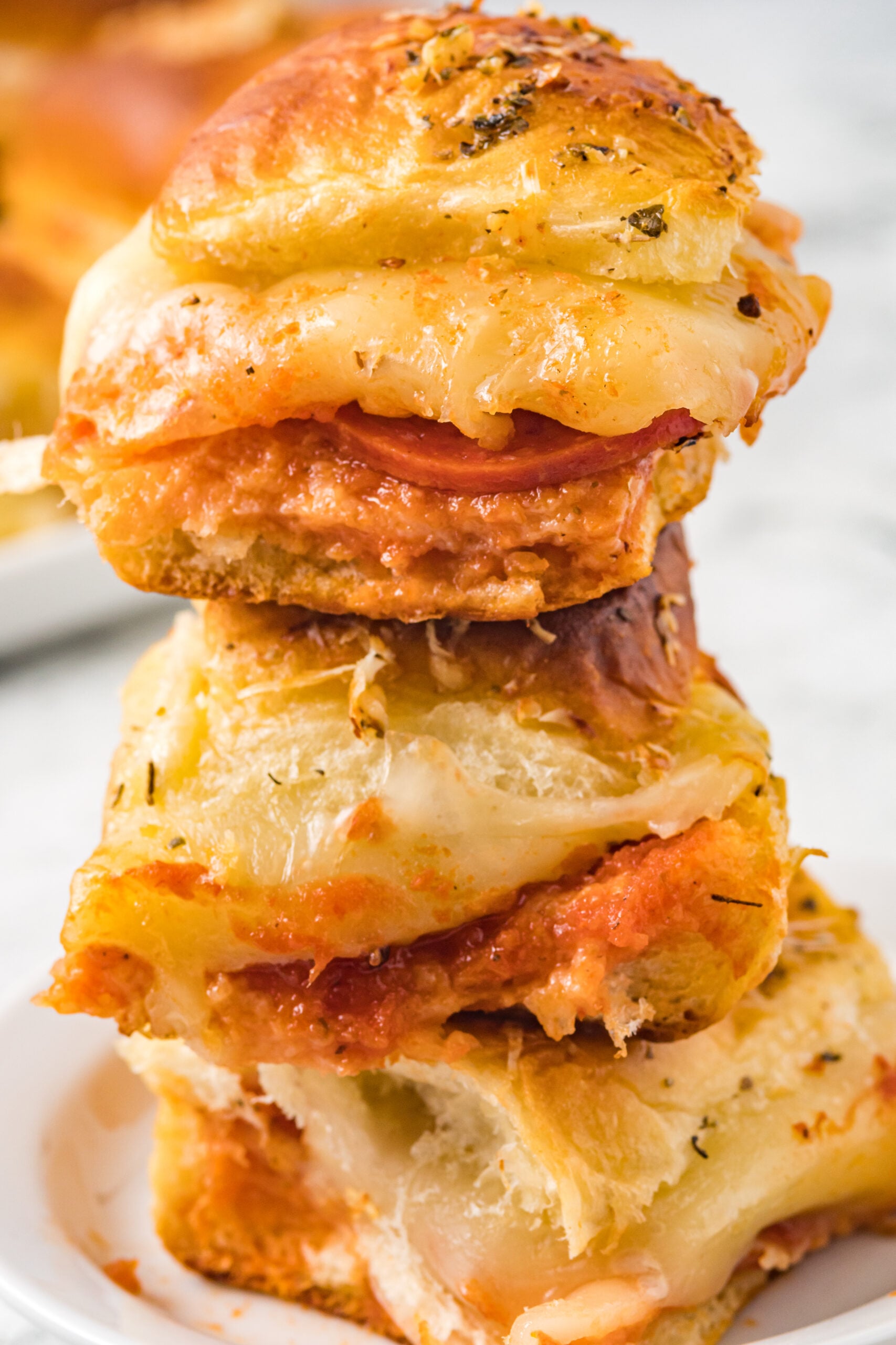 pepperoni pizza sliders stacked