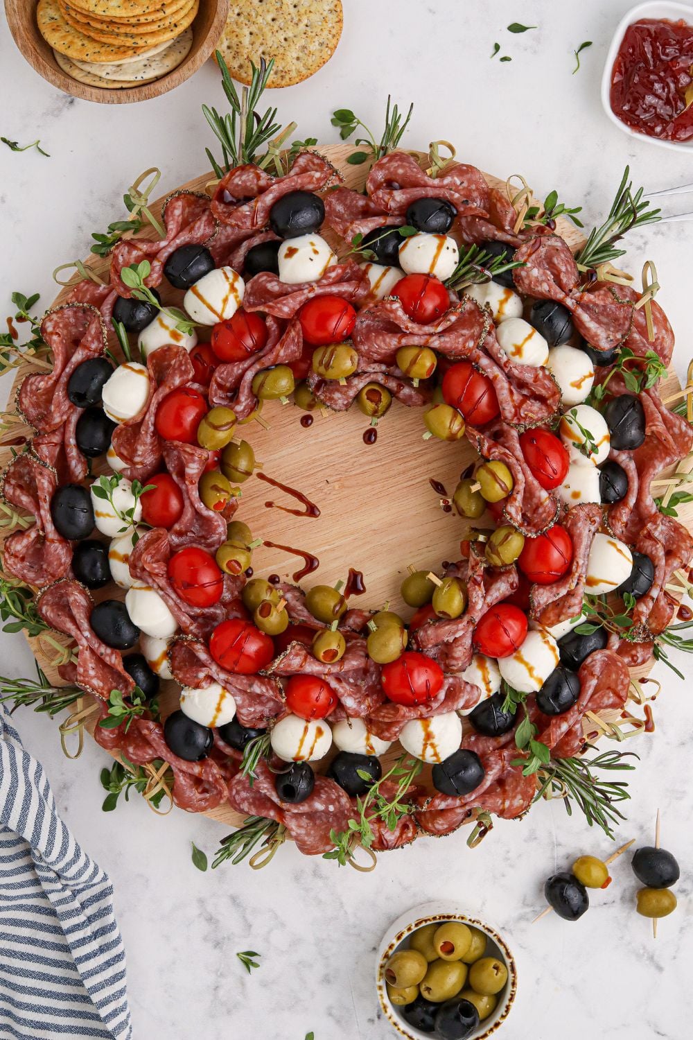 antipasto platter on table