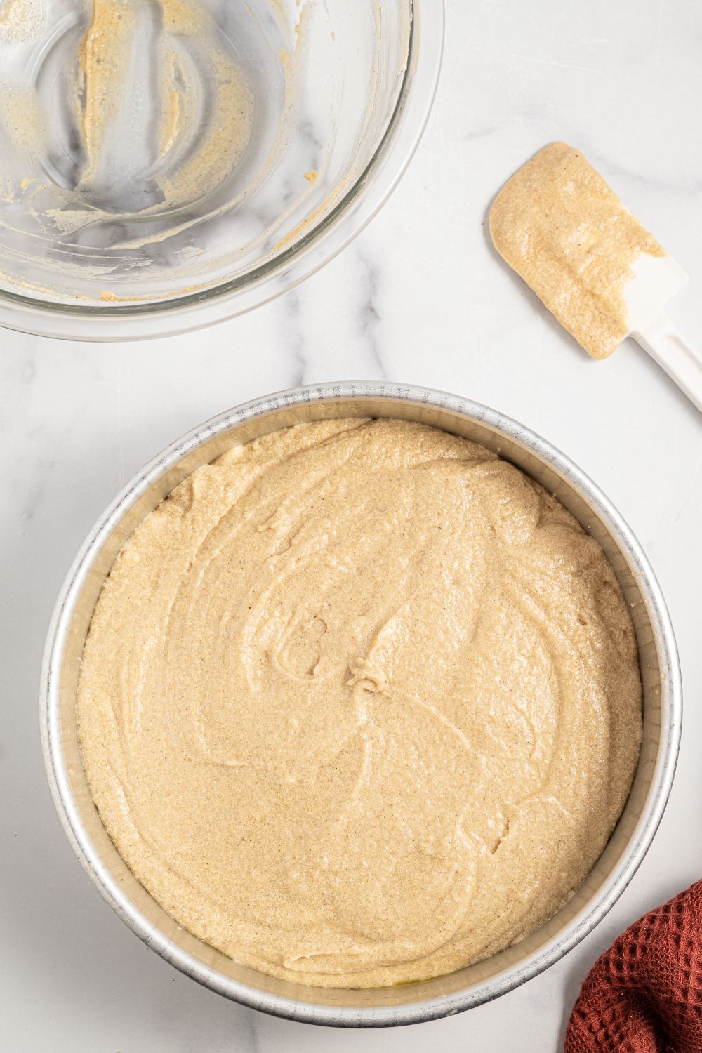 cake batter in pan