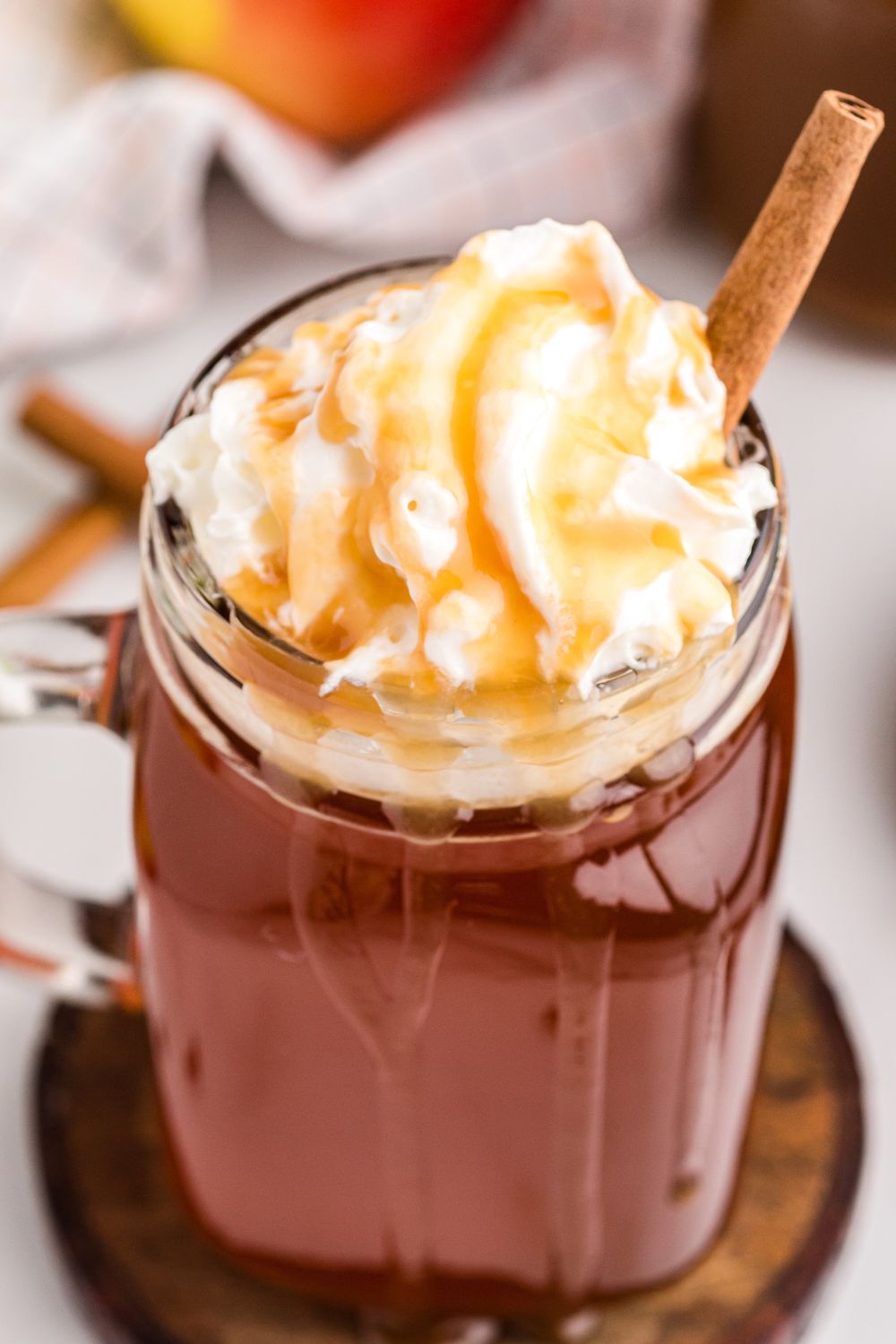 apple cider in glass on table