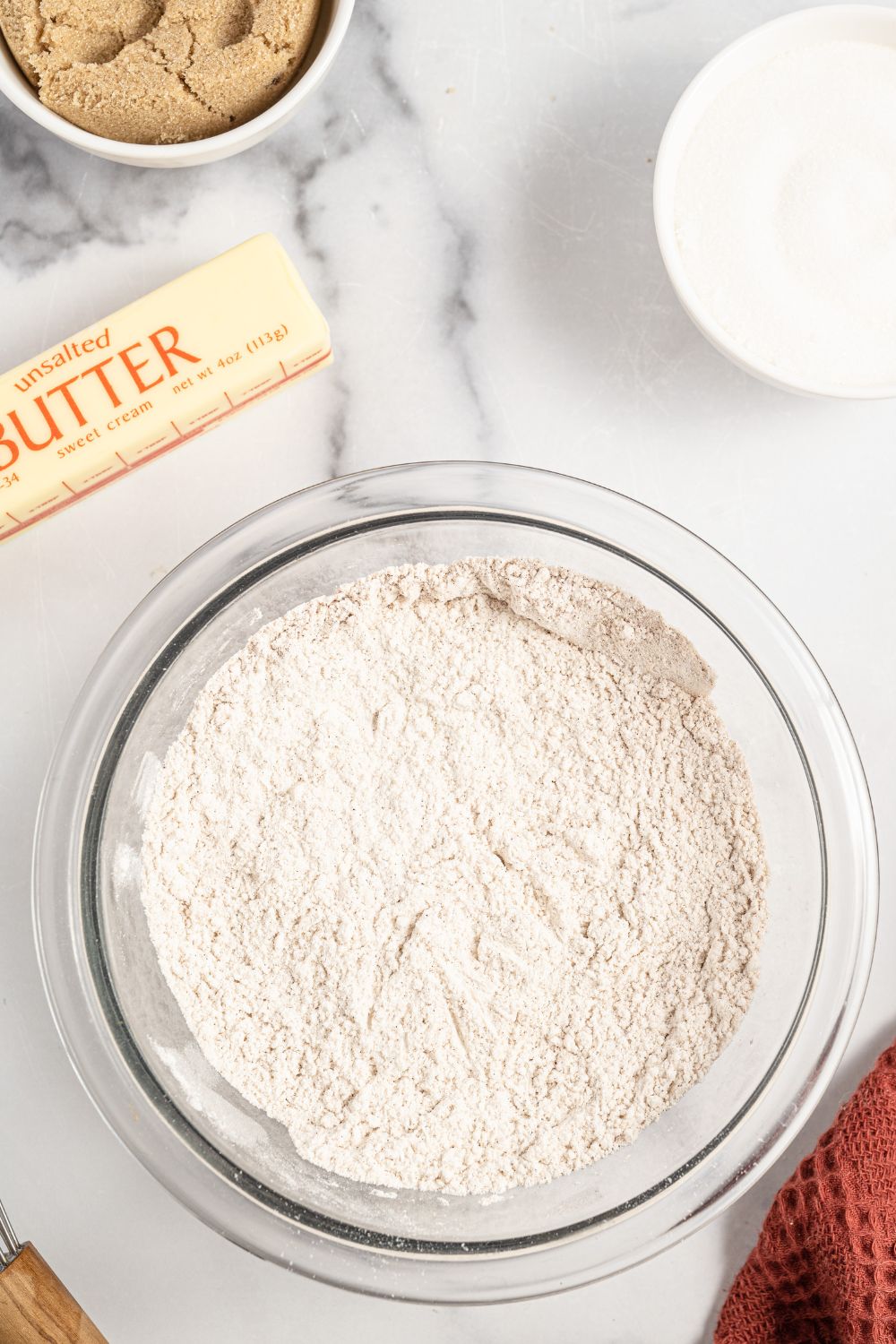 dry ingredients for cake in bowl
