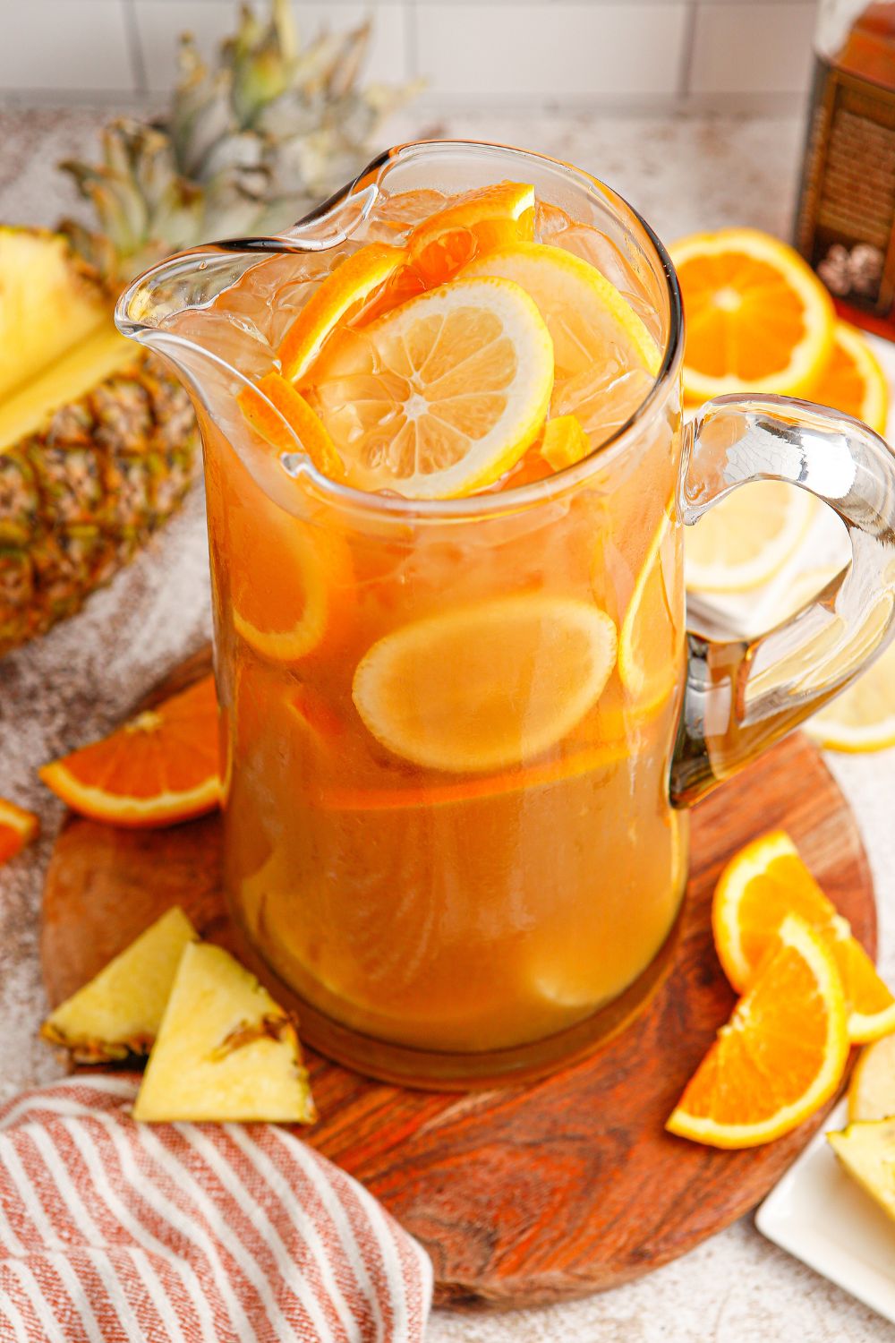 Touchdoen tea in a clear glass pitcher