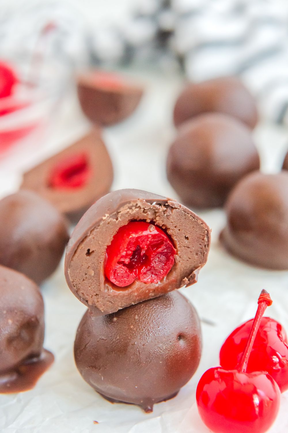 brownie bites on counter stacked on top of each other