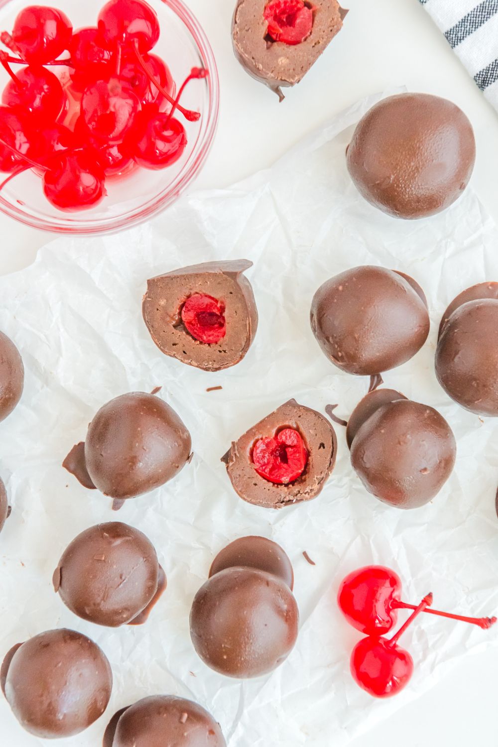 Cherry Brownie Bombs on table 