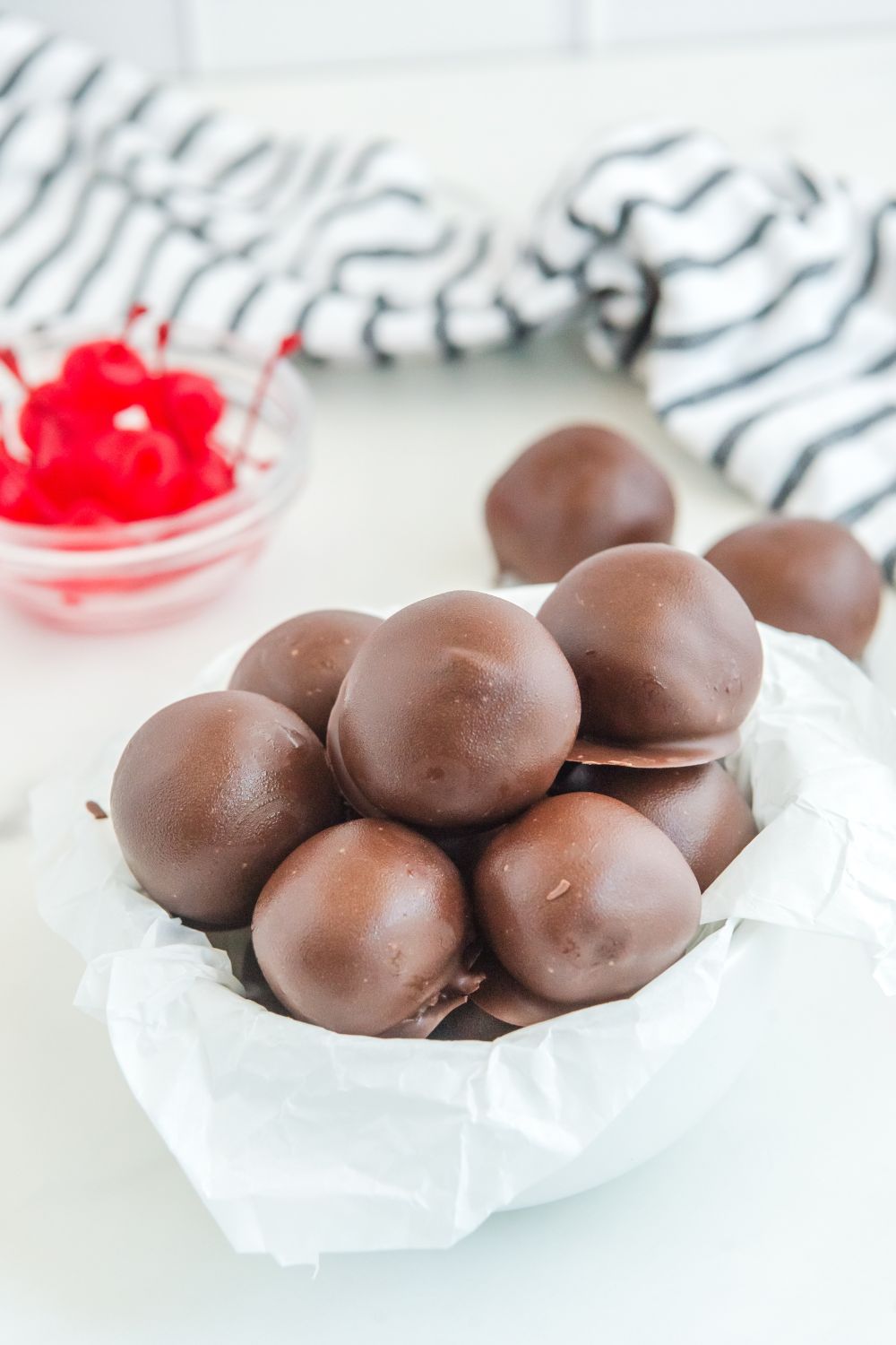 Cherry Brownie Bombs in a bowl 