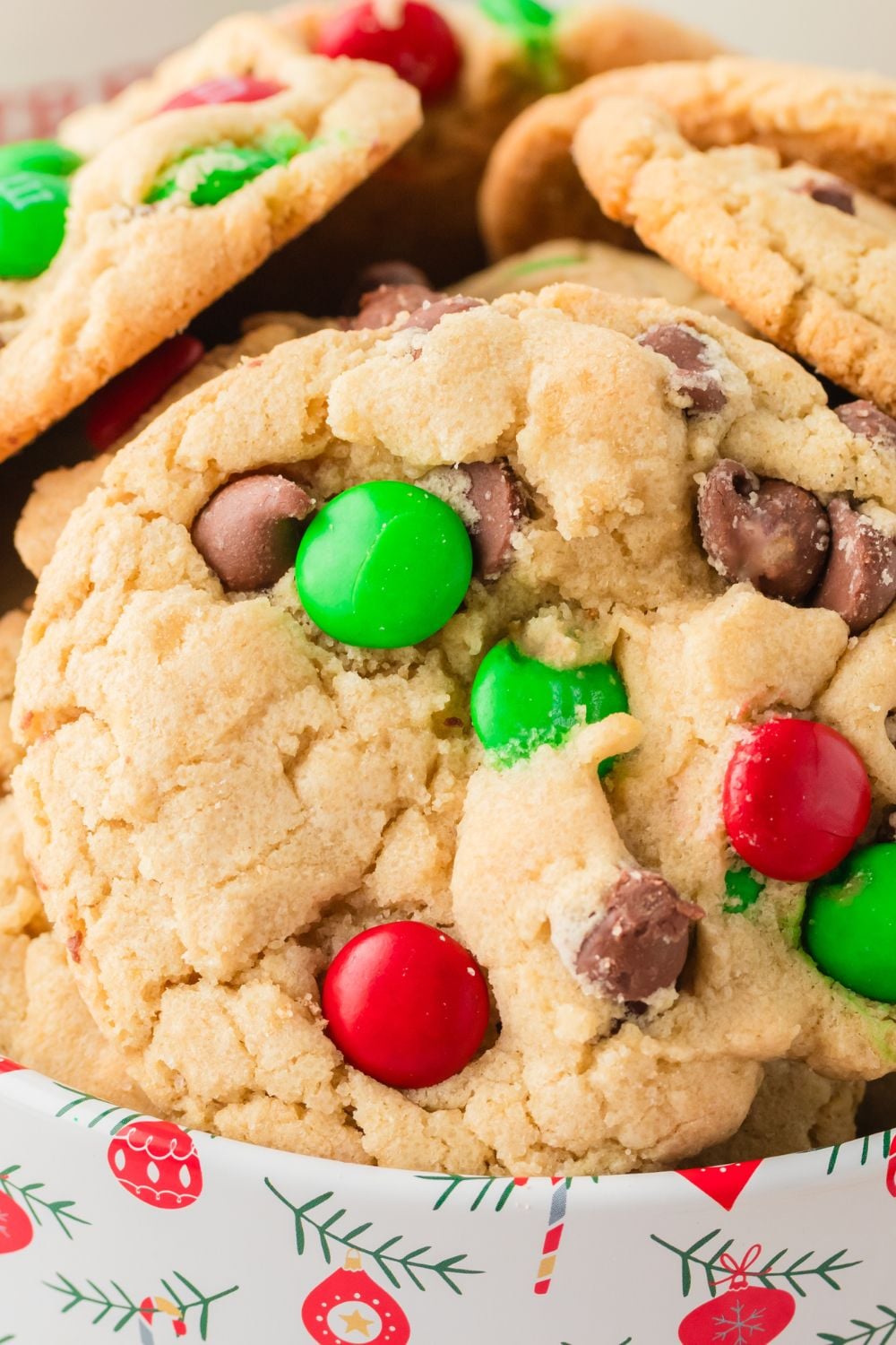 close up cookies in tin on table