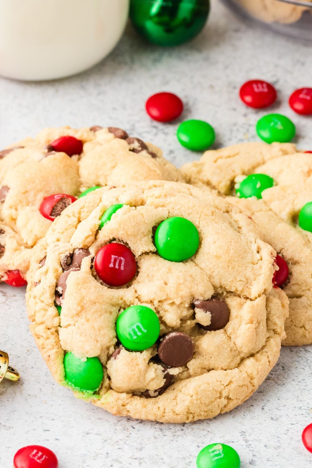 cookies on table with M&Ms around it