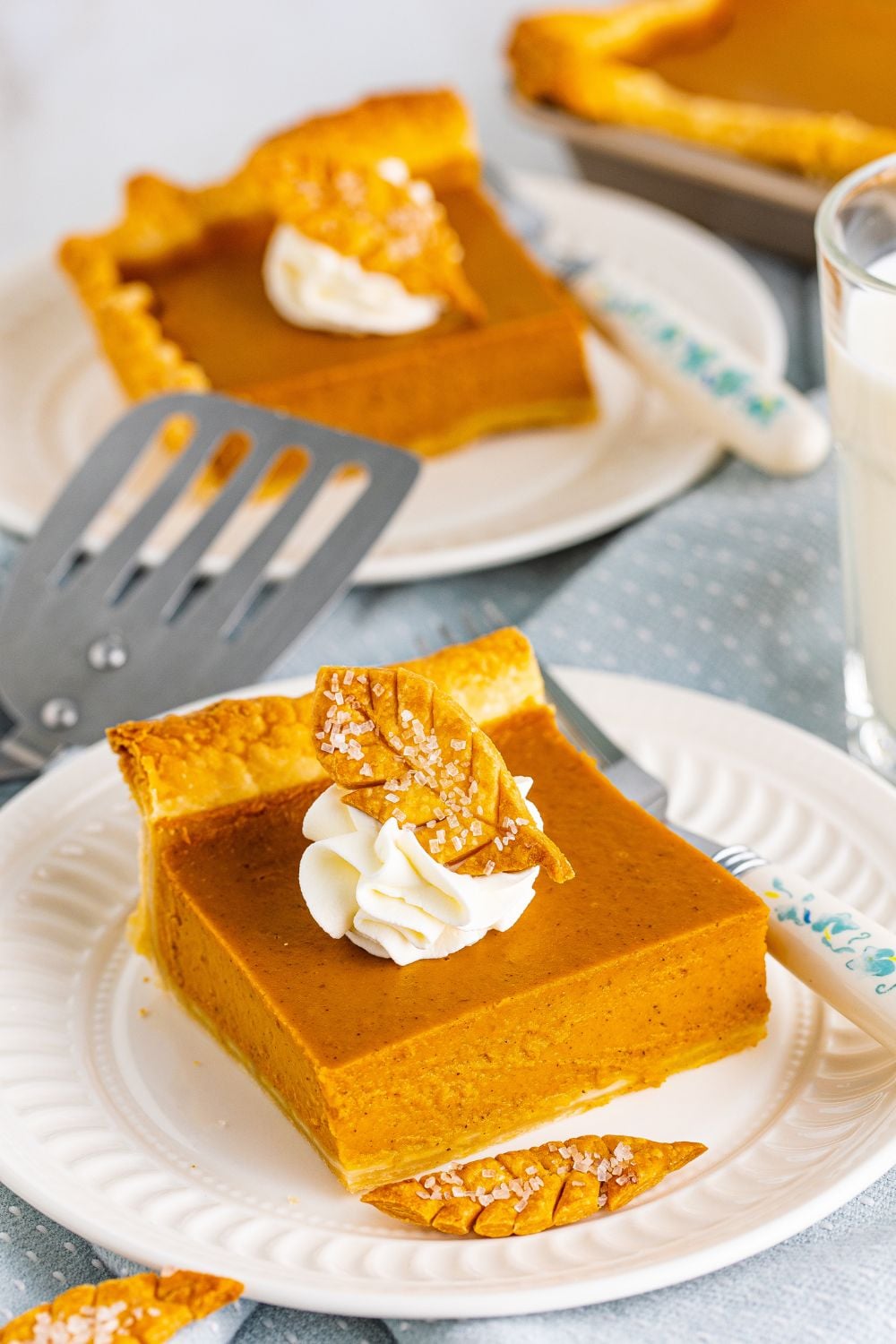 pie on plates sitting on table