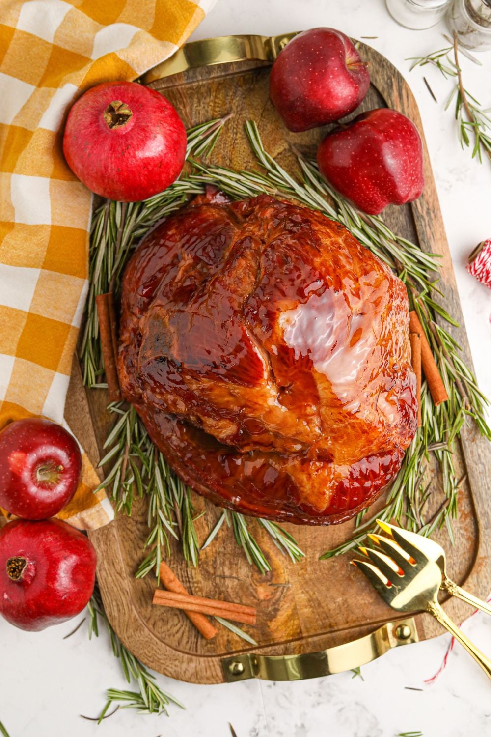 Dr. Pepper Ham before sliced sitting on cutting board