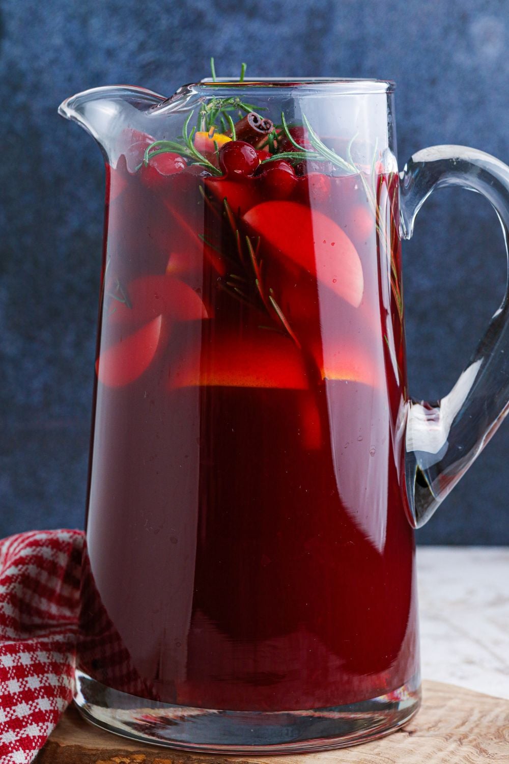 Christmas Sangria in a pitcher