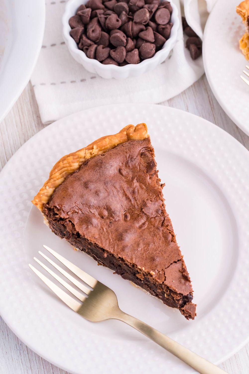 brownie pie sliced on plate
