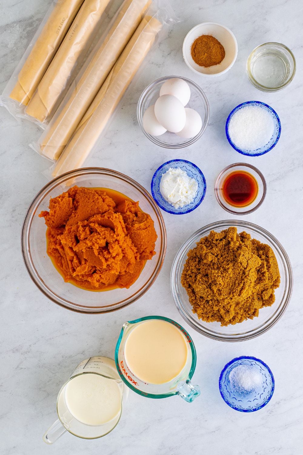 ingredients for pumpkin pie on table