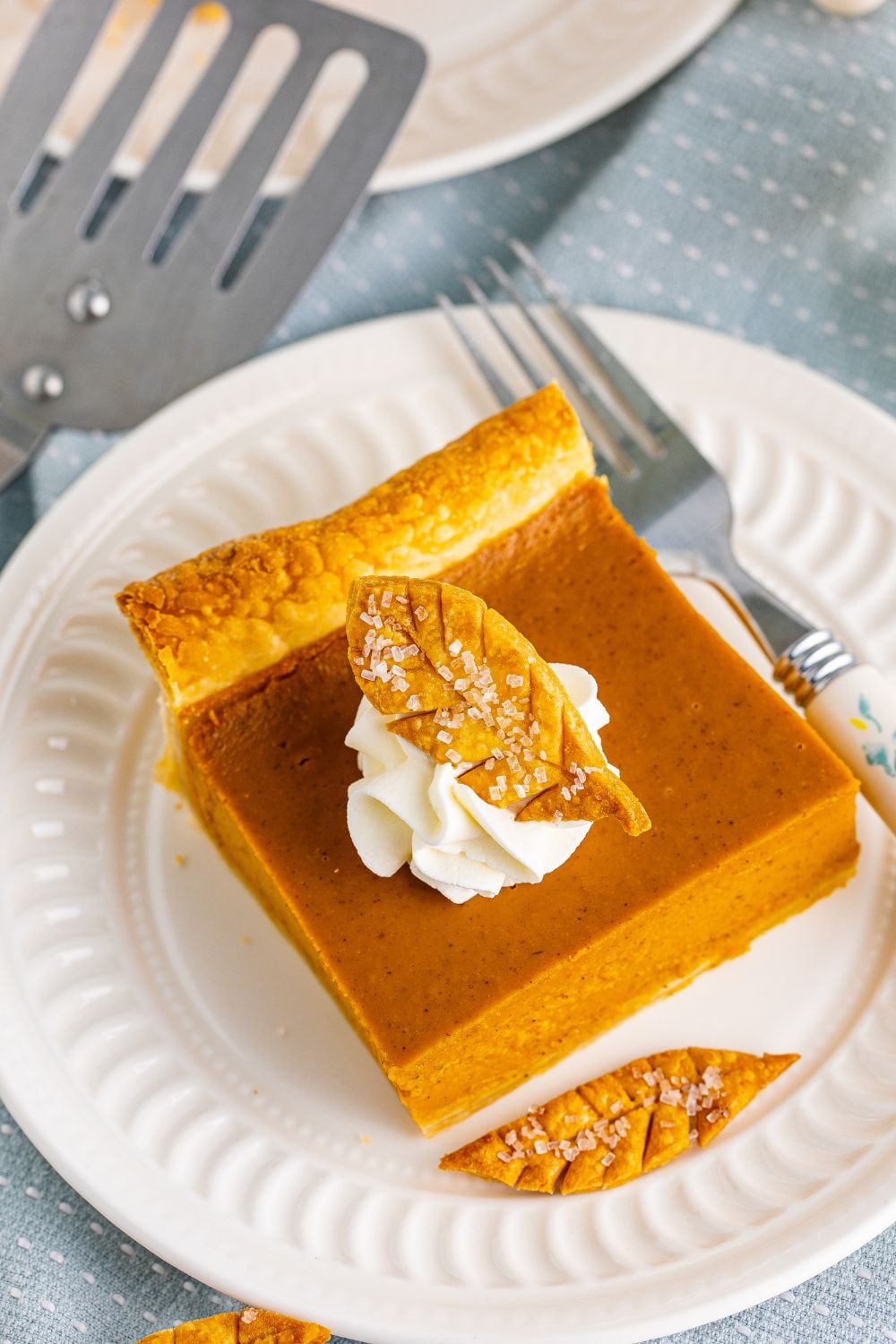 square slice of pie on plate