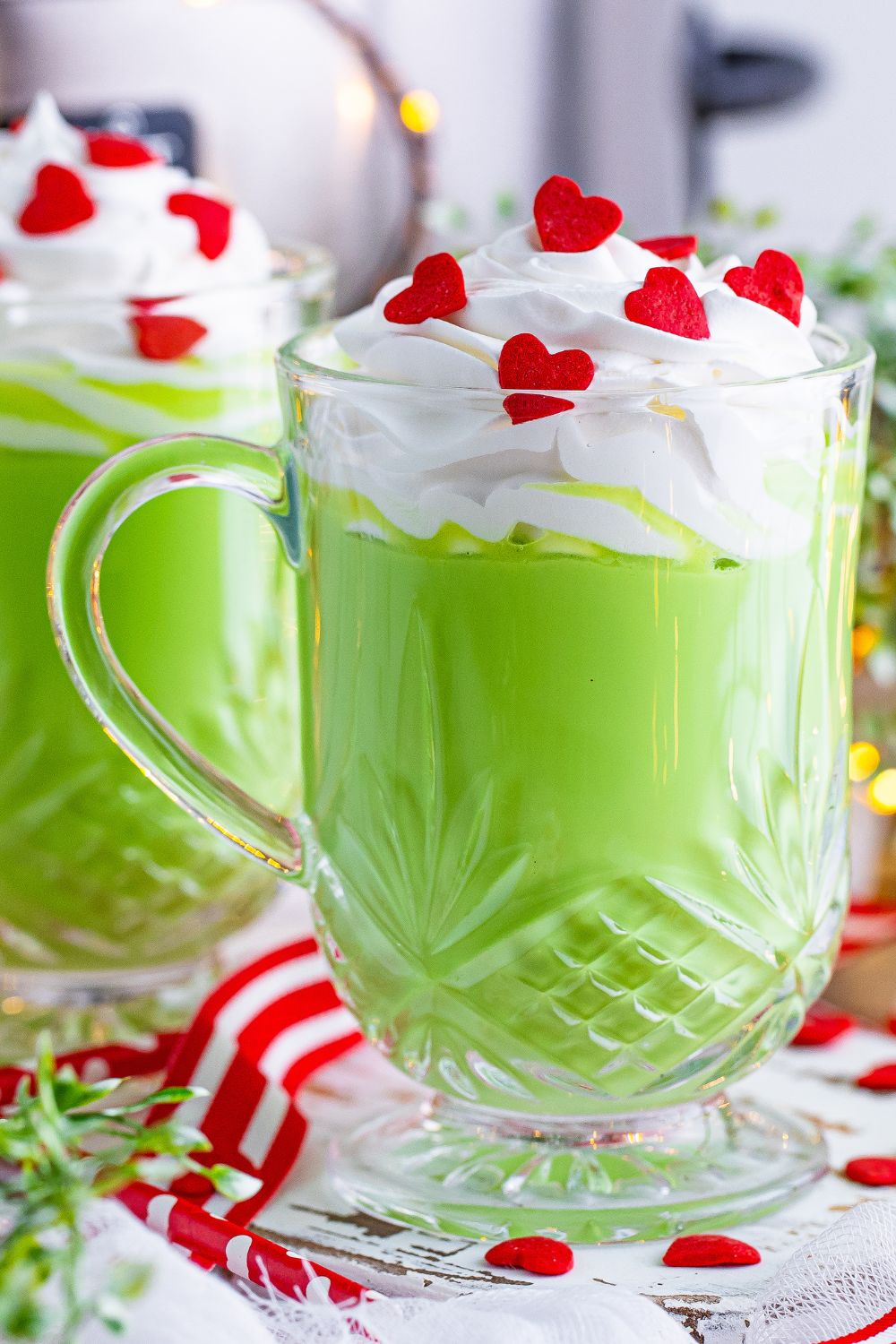 grinch hot chocolate with sprinkles