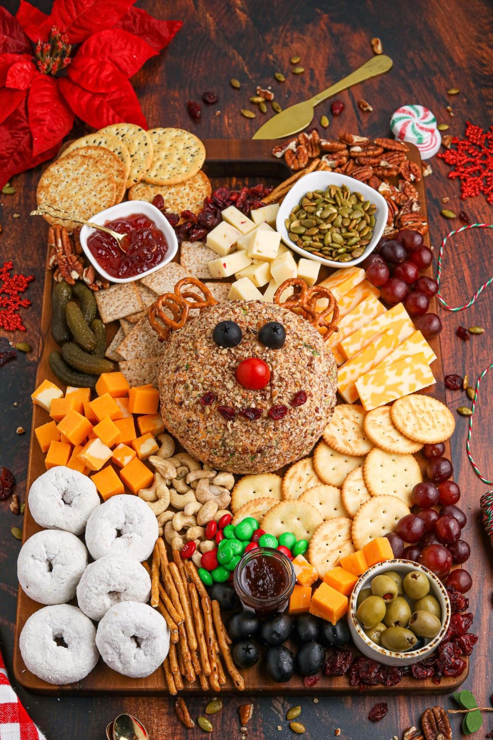 holiday cheese board and snacking tray