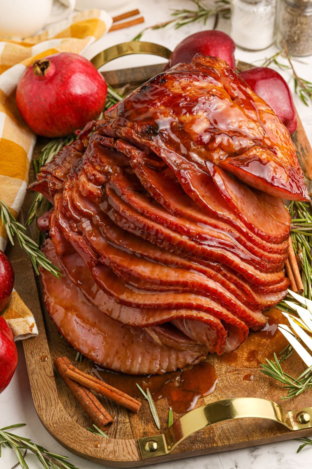 Dr. Pepper Ham on a cooking tray with decorations around it