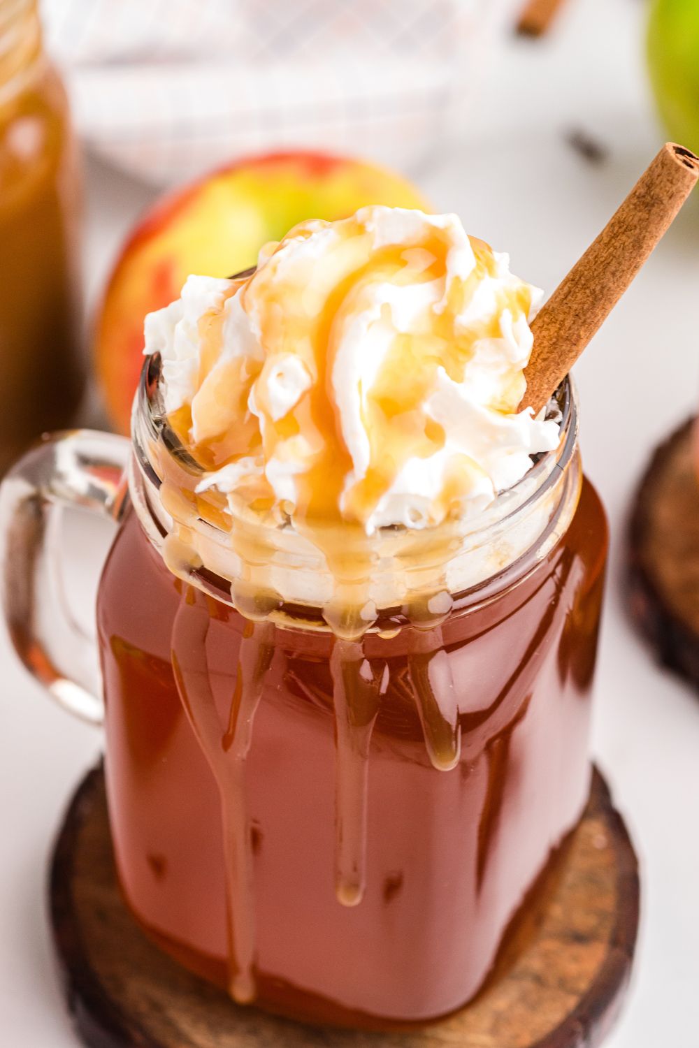 hot fall drink in glass on table