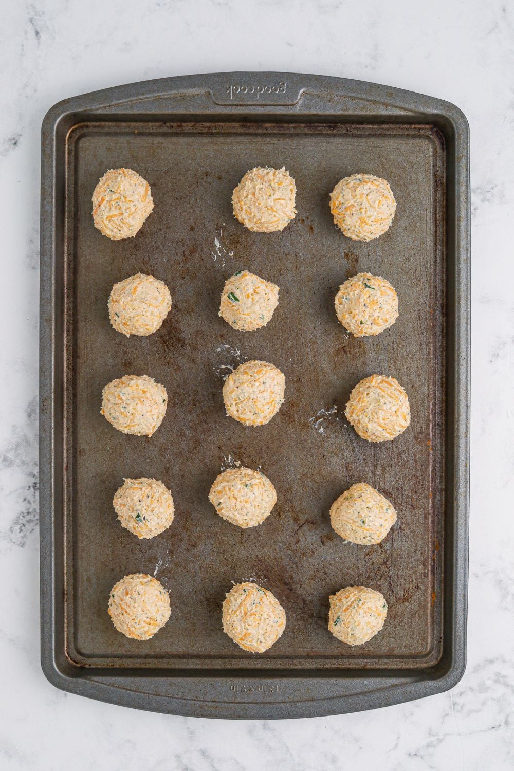 shaped cheeseballs on table