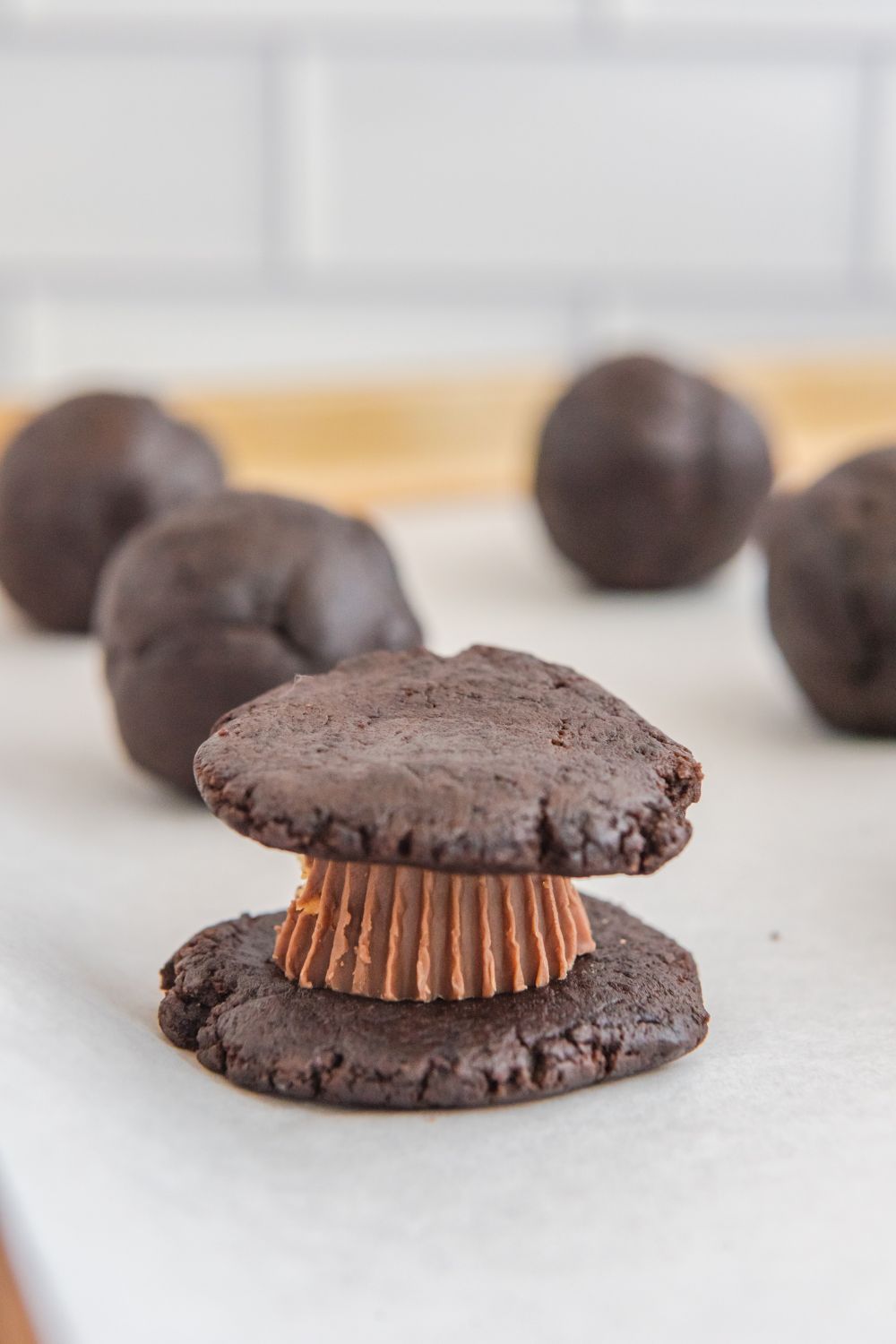 Reese's in center of oreo ball