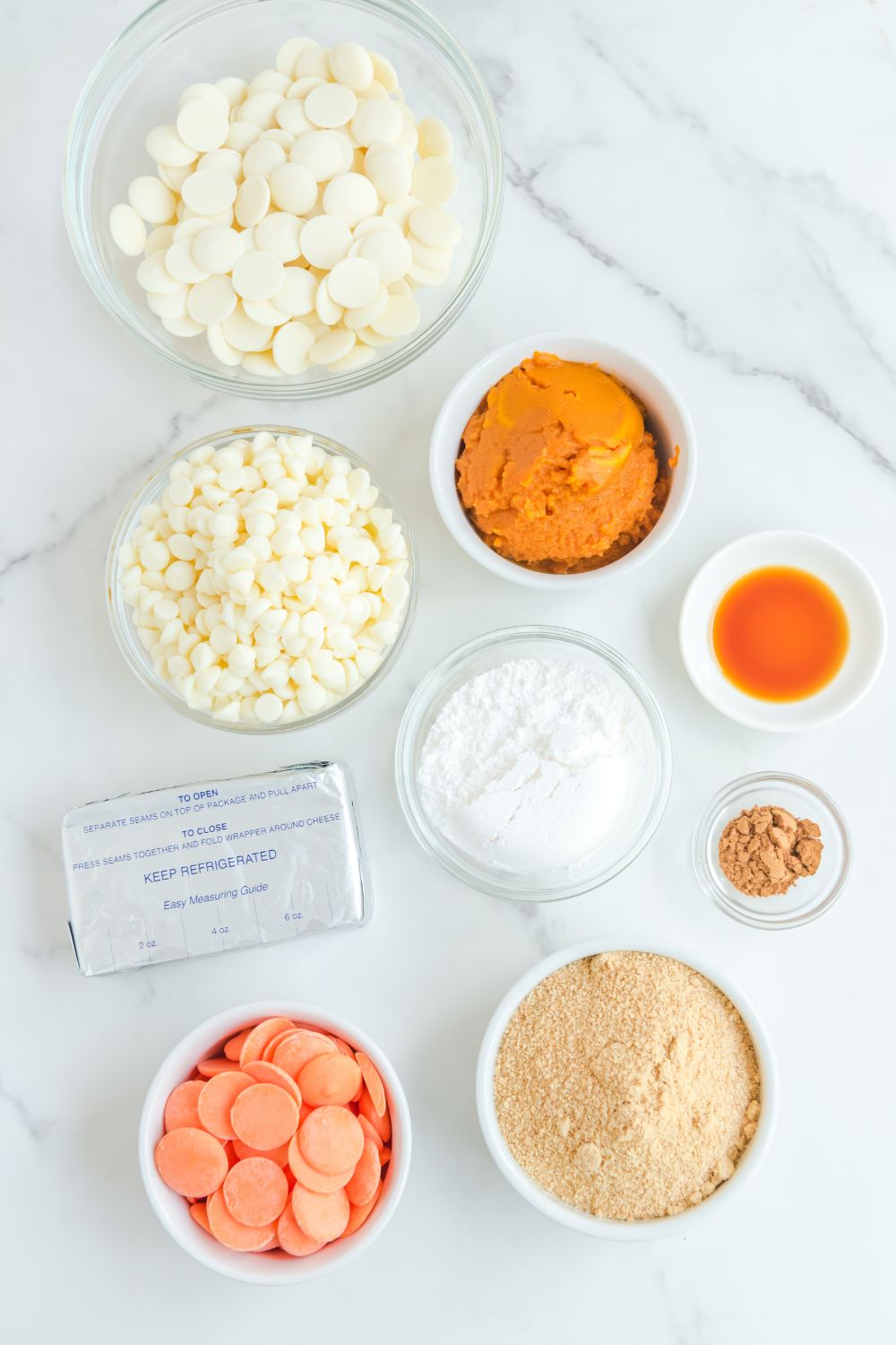 ingredients for White Chocolate Pumpkin Truffles on table 