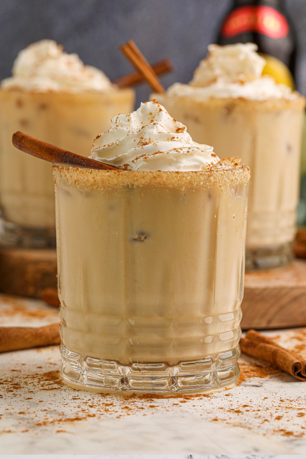 pumpkin spice white russian cocktails on table