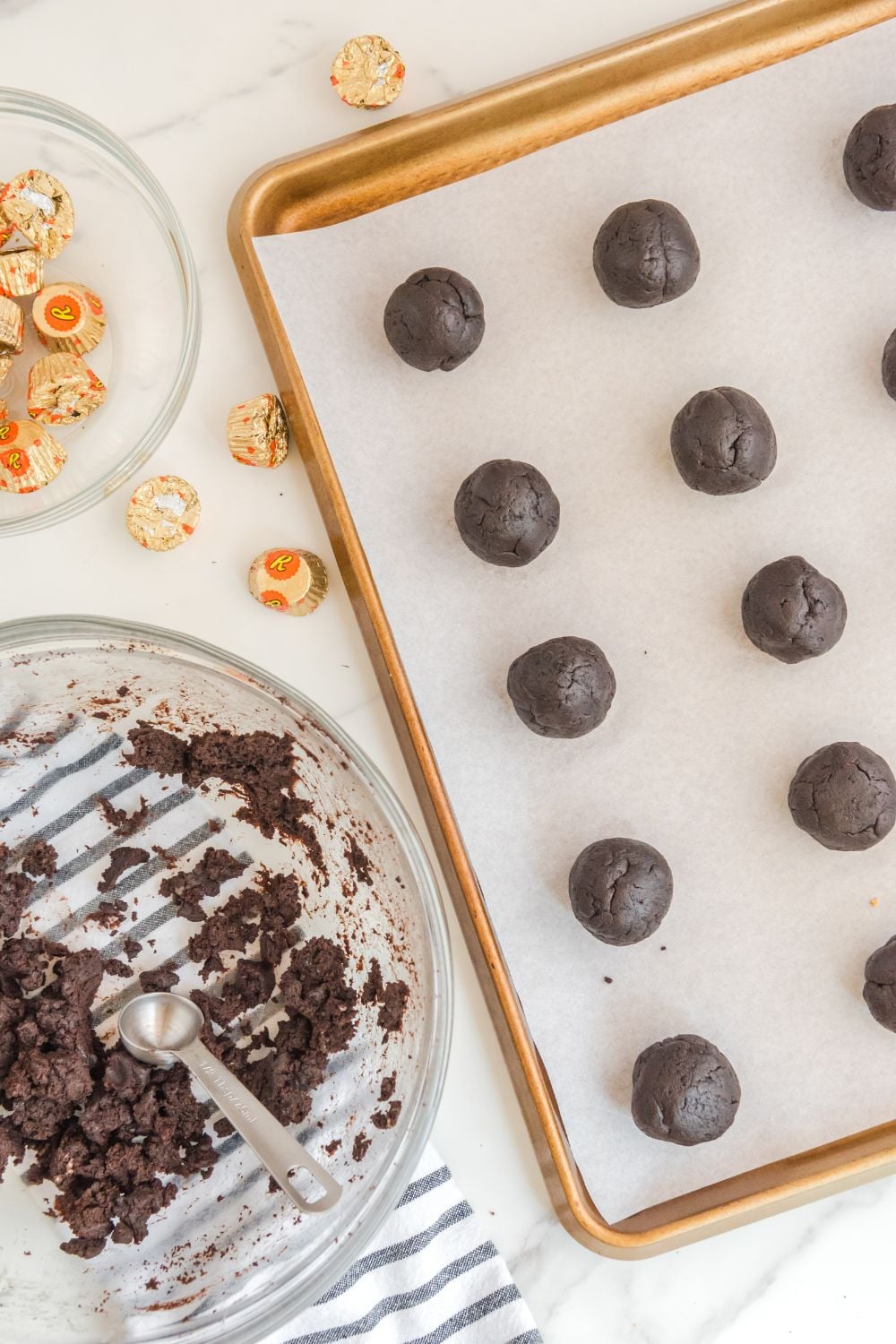 oreo balls on a baking tray