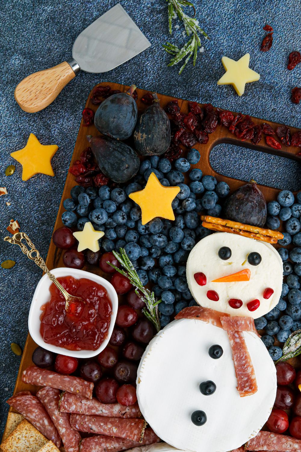 snowman themed tray on table
