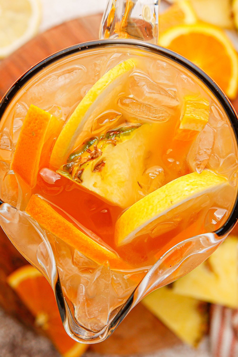 sweet tea bourbon in a glass serving container