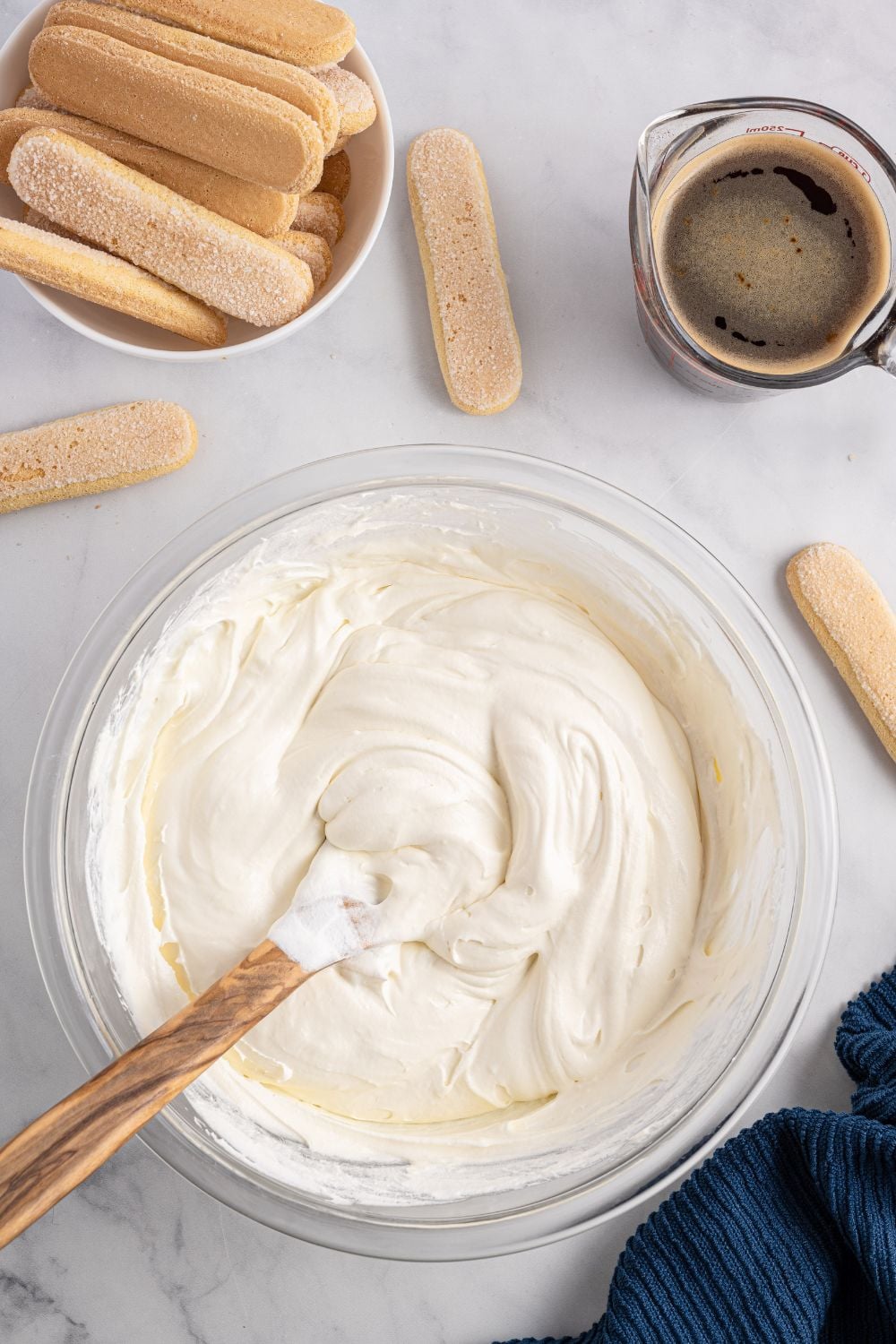 mixing up batter for tiramisu