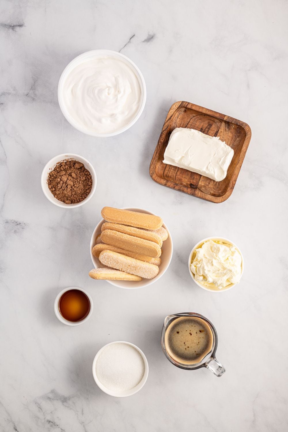 ingredients for tiramisu on table