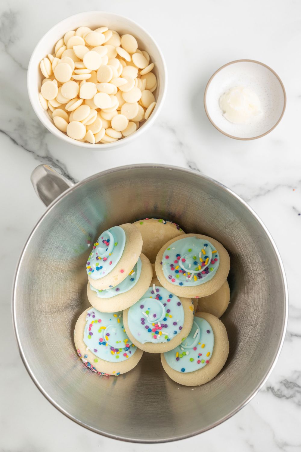 lofthouse cookies in a stand mixer bowl
