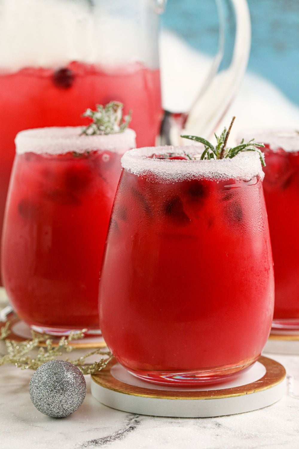 glasses of cranberry cocktail on table