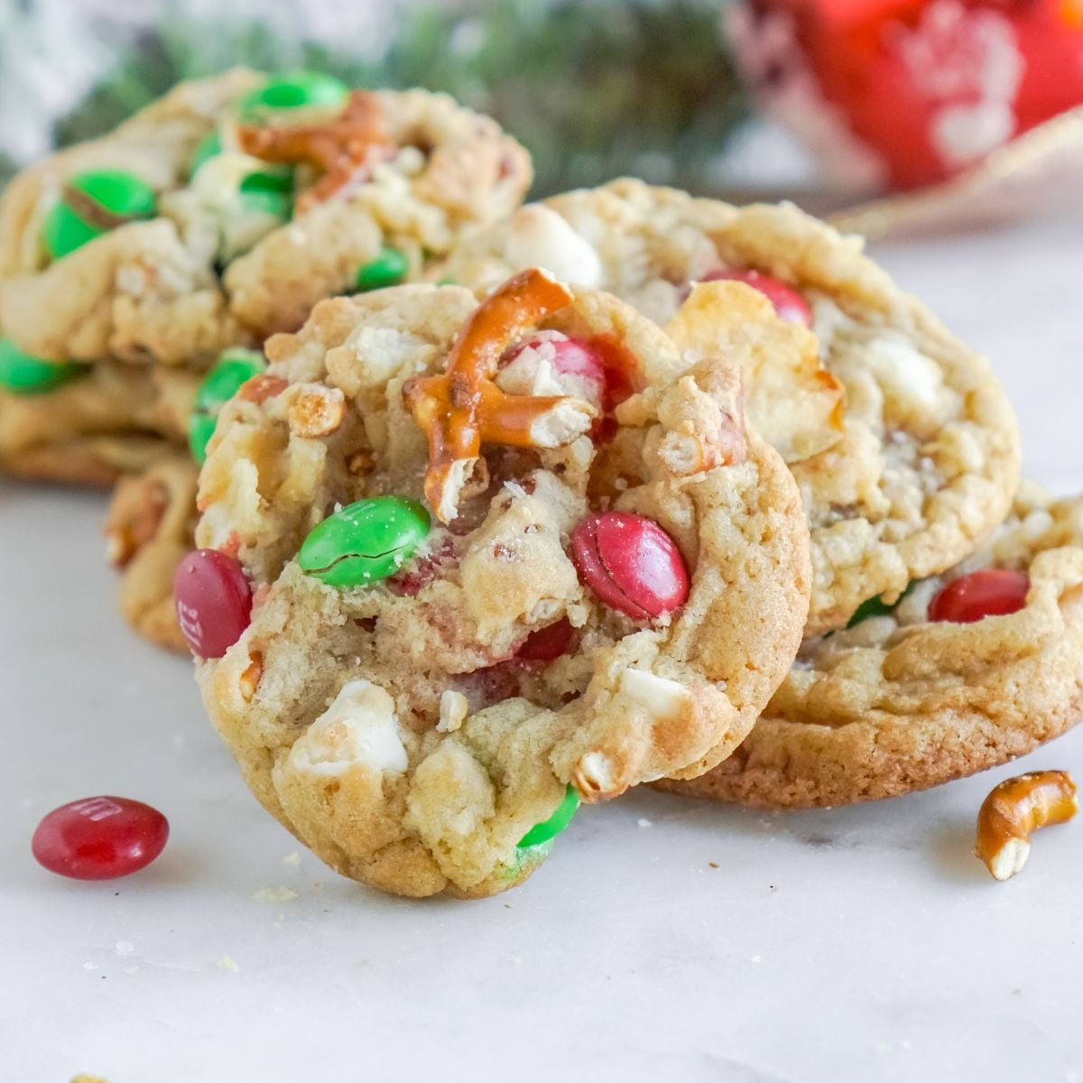 Kitchen Sink Christmas Cookieson table stacked by each other