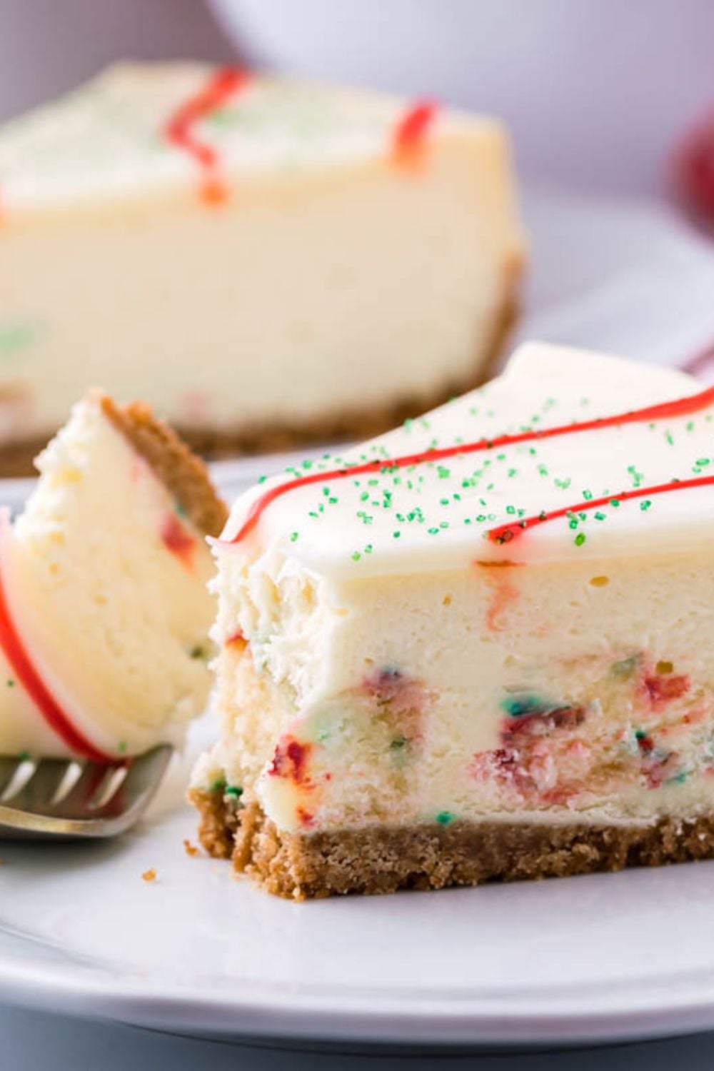 cheesecake with a slice taken out 