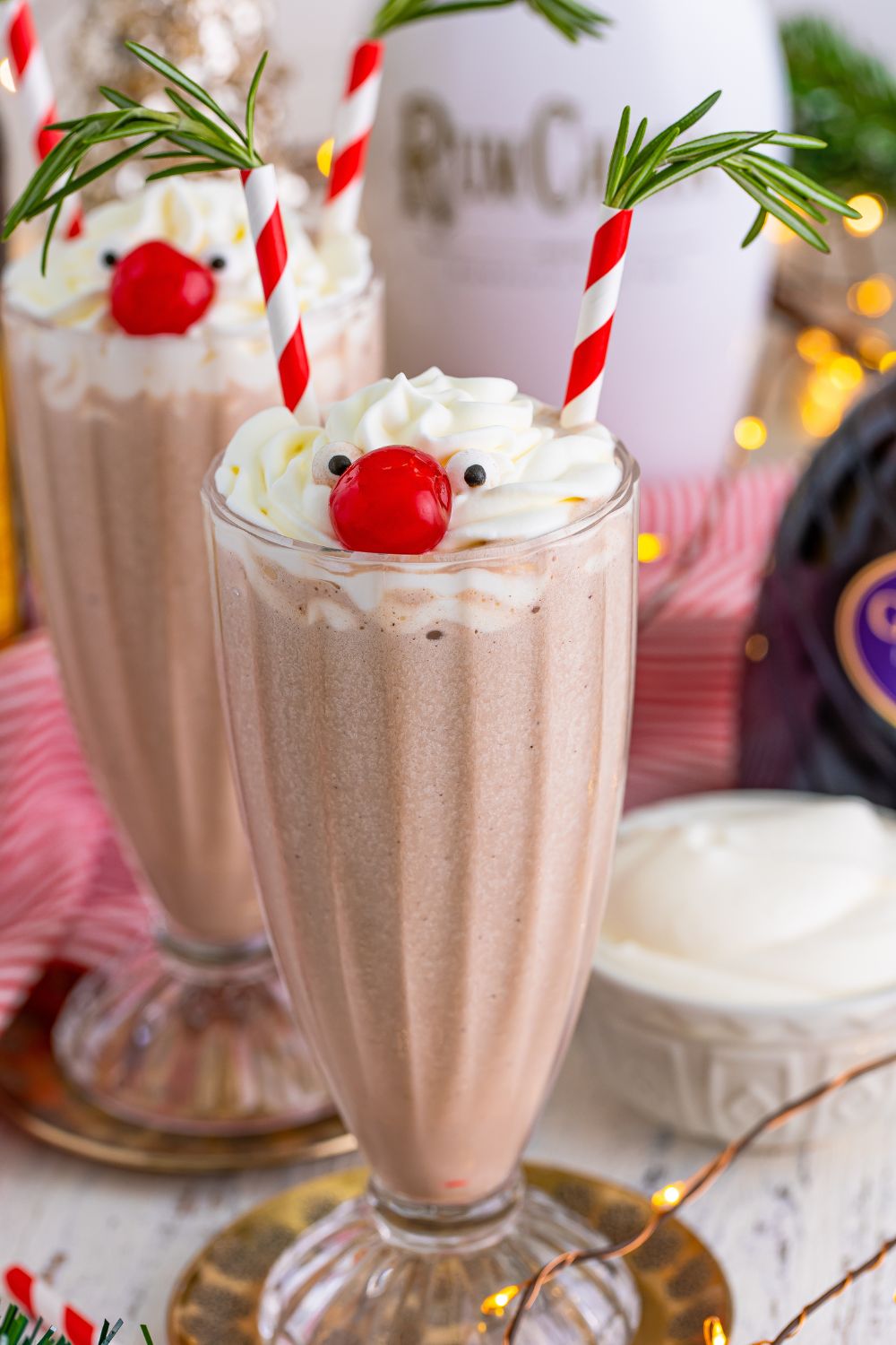 christmas milkshakes in glasses