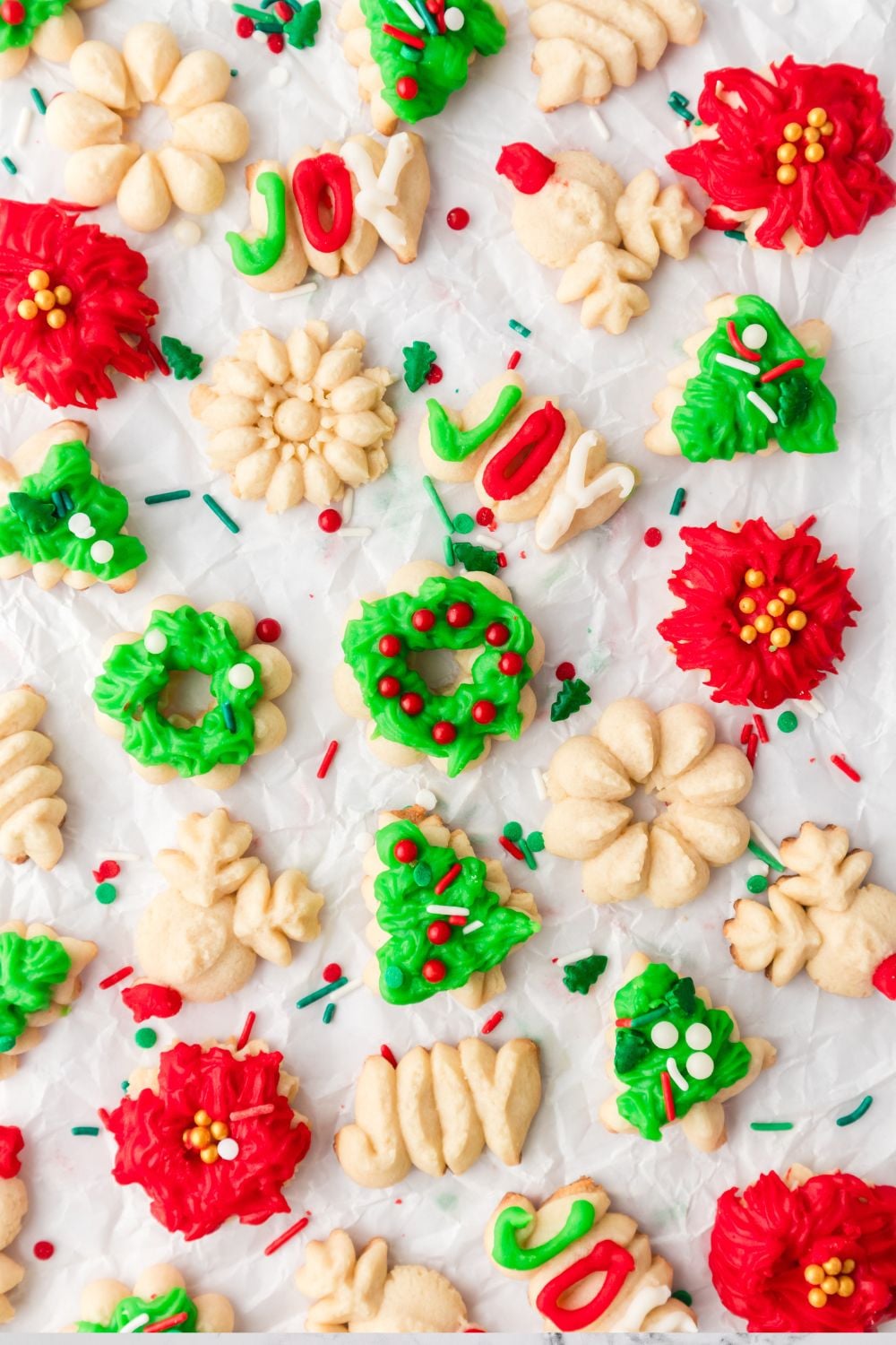 cookie press cookies on tray