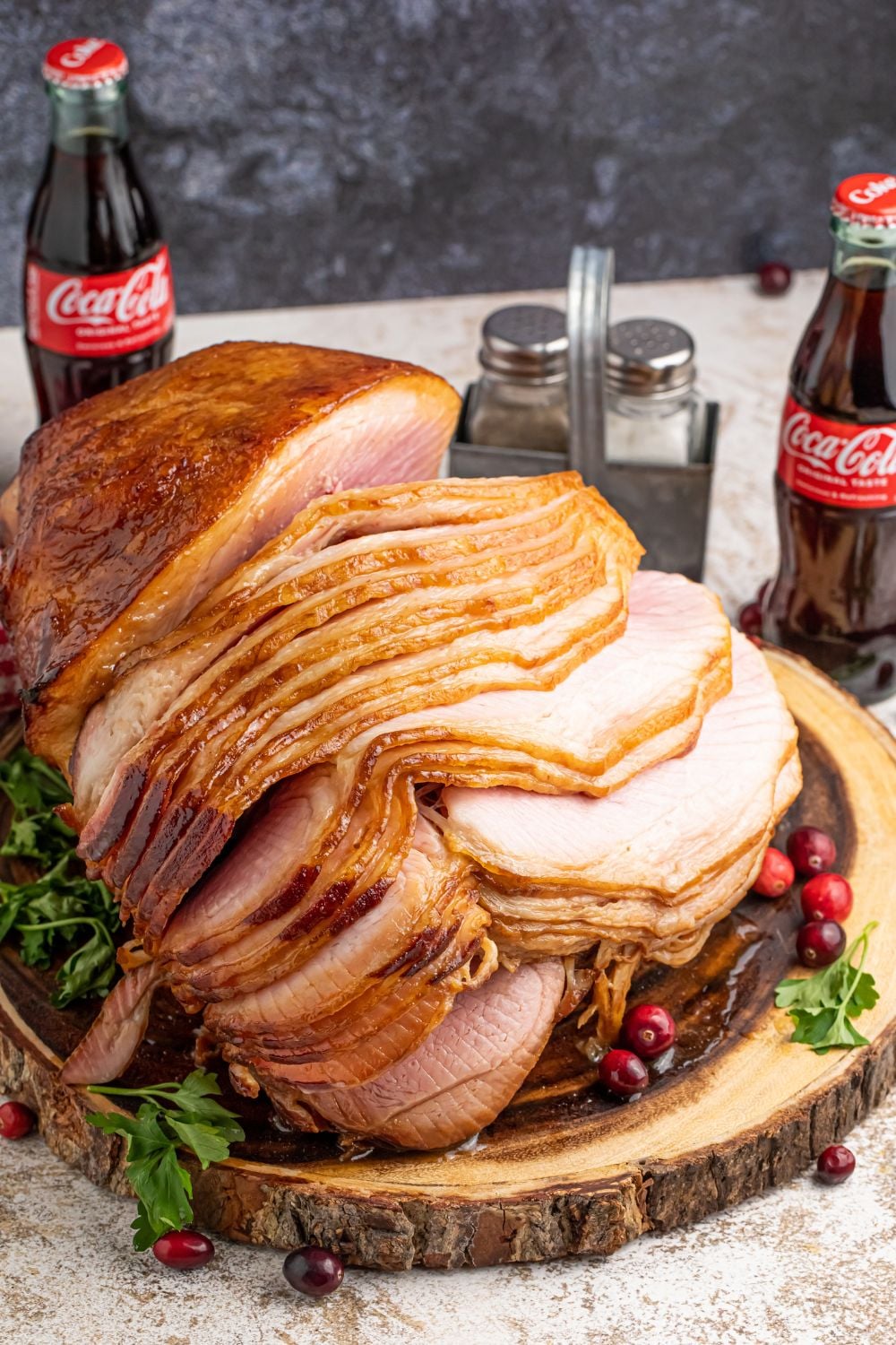 sliced ham on platter