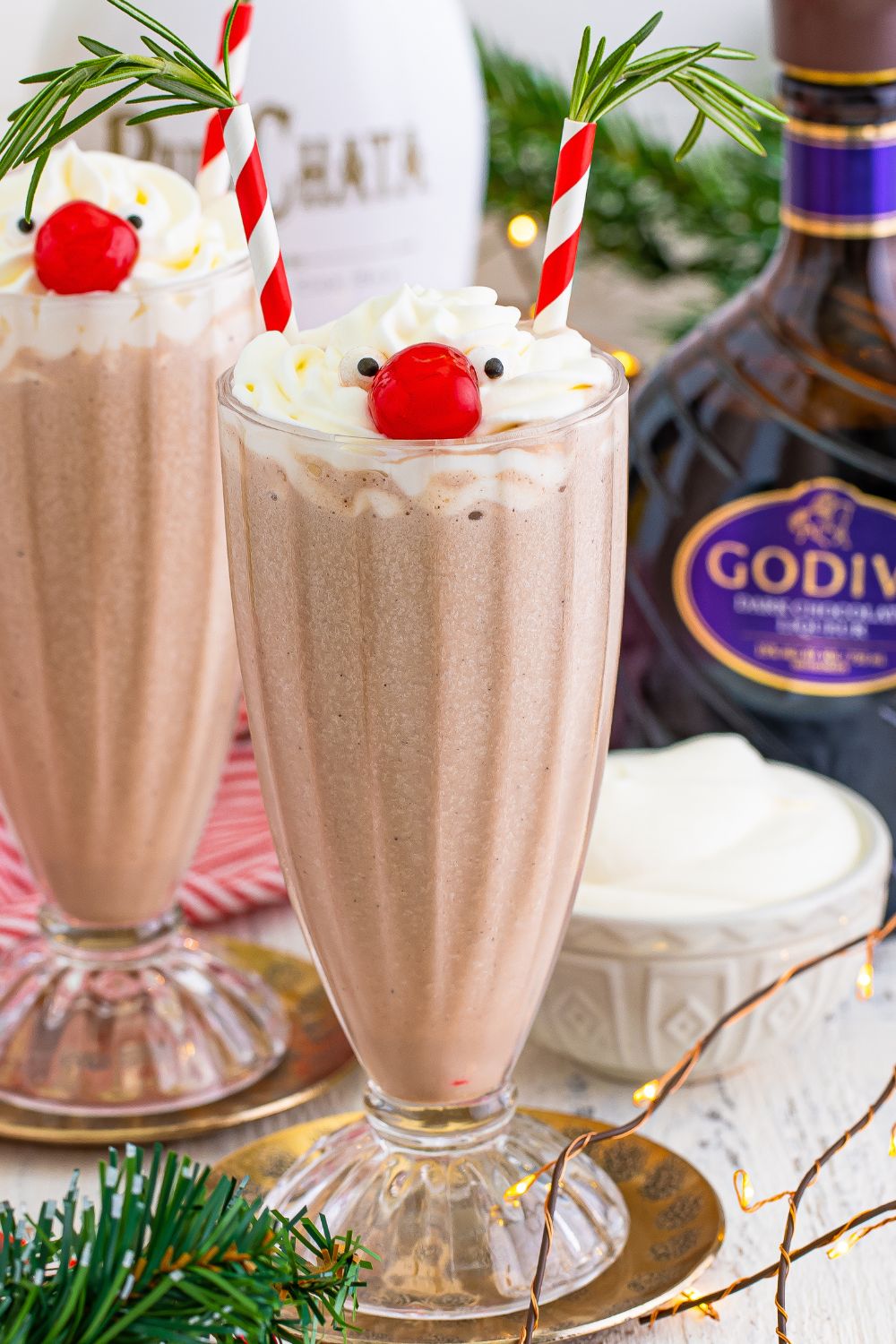 drunk reindeer milkshakes on table