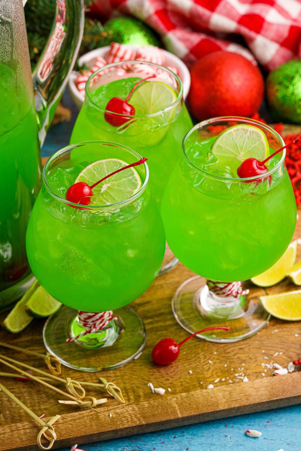 Christmas punch in glasses on table